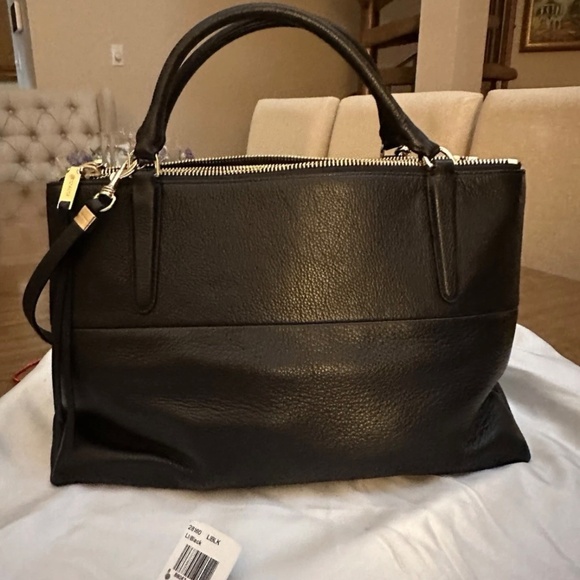 Coach 28160 Borough Black Pebbled Leather Satchel Handbag Shoulder $598 Rare - Picture 2 of 6